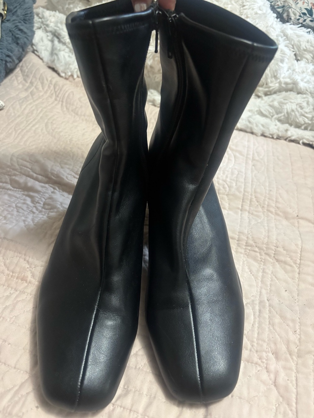 Target Black Square-Toe Ankle Boots with Side Zip